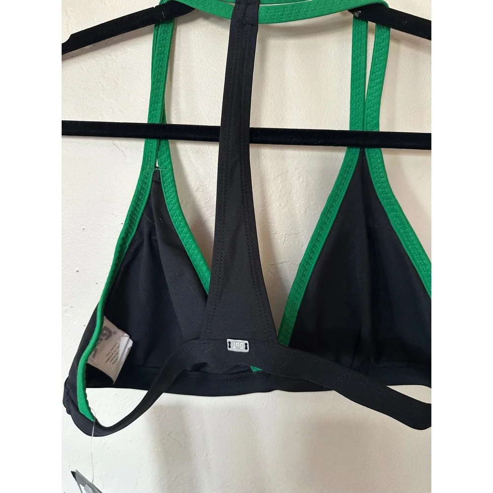 Jag Sport Womens Black Green Racerback Triangle Bikini Swim Top 69SS0203 NEW